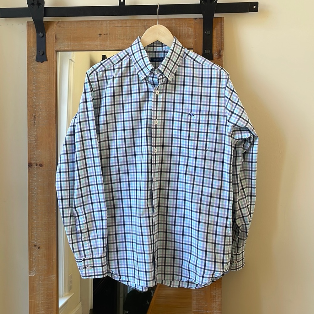 Fish Hippie Tailored Fit Plaid Button Down Shirt Size M